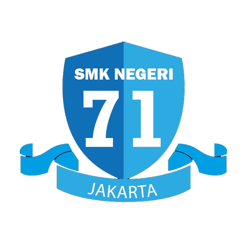 Logo of SMK Negeri 71 Jakarta with blue shield and white text